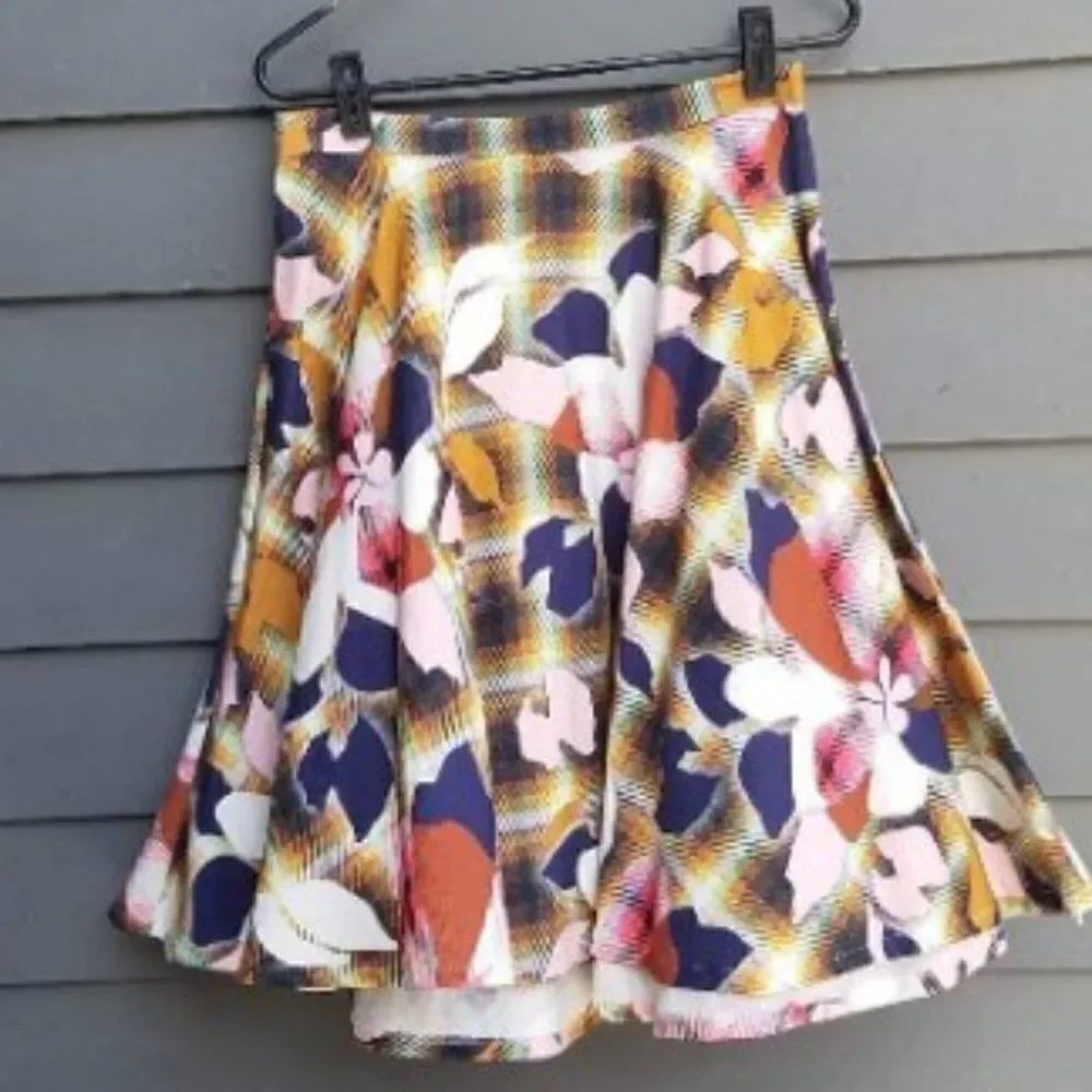 Top Shop Plaid Geometric Print Circle Skirt Size 6 Euro size 38